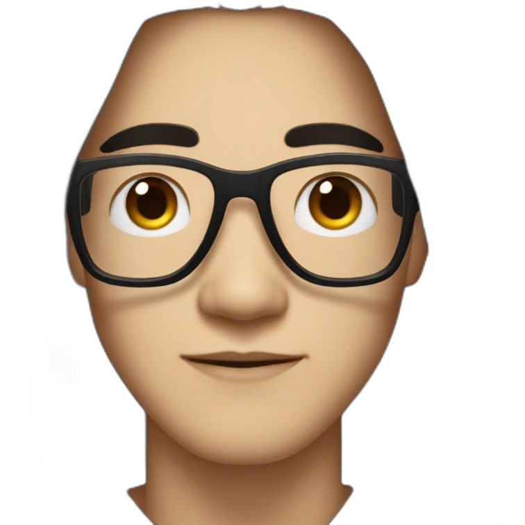 White skin Asian Guy with long black hair and square glasses and black hoodie emoji