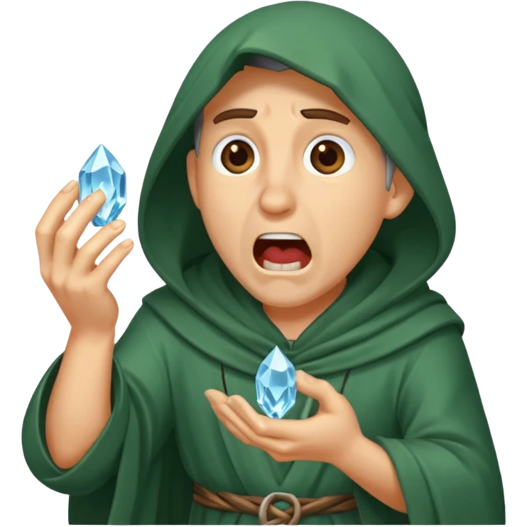 druid character gasping holding cracked crystal emoji