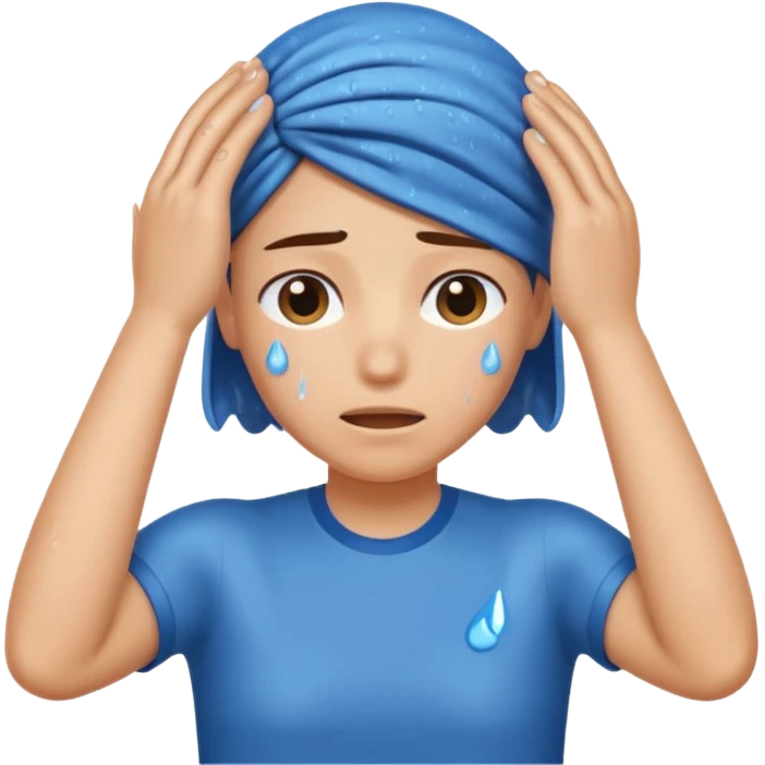 Emoji wipding head with hand and sweat droplets on head emoji