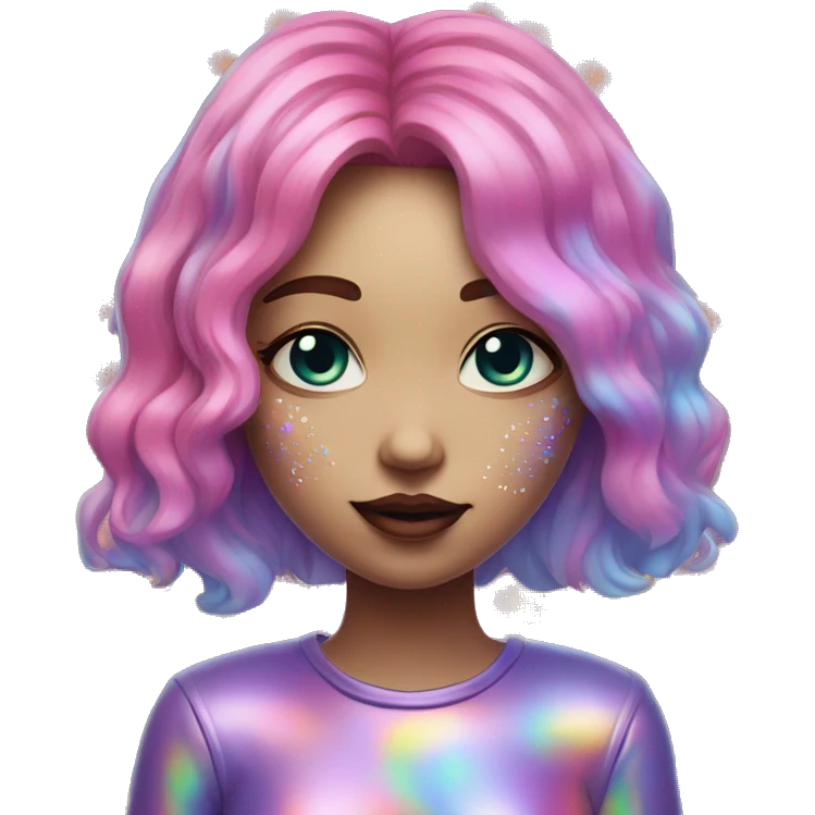Psychedelic girl with holographic scars emoji