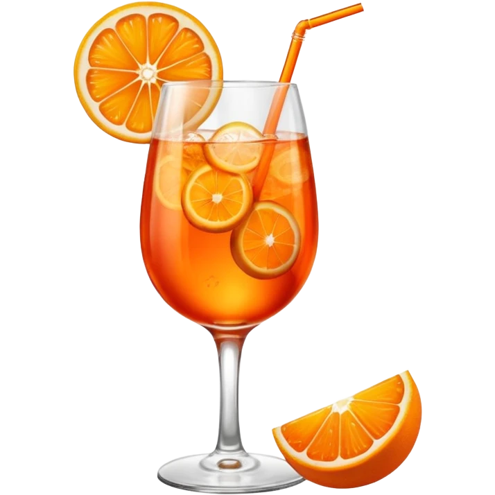 A glass of Aperol spritz with an orange slice emoji