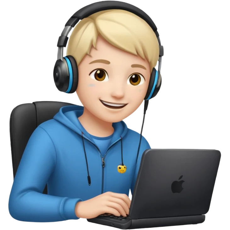 человек весело играет в компьютер emoji