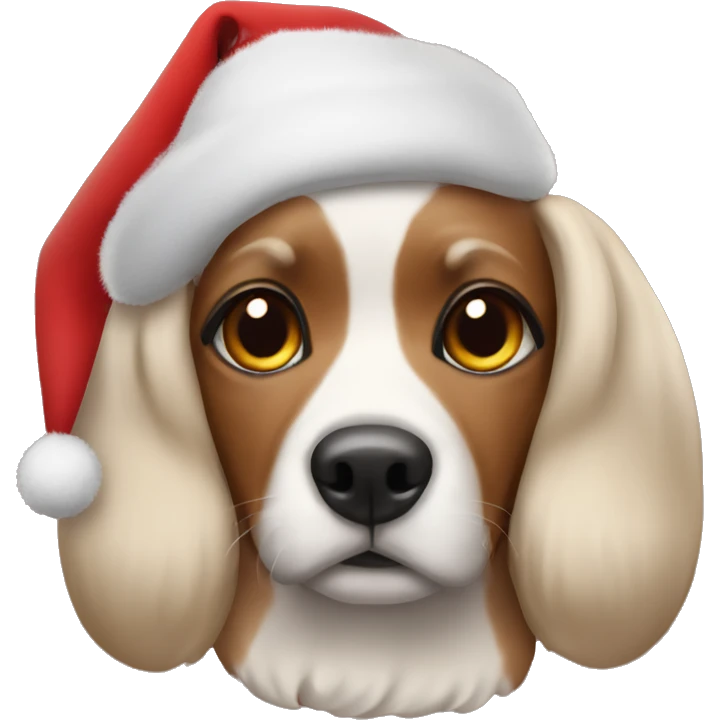 Dog with dot eyebrows in Christmas gear  emoji