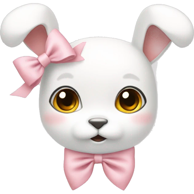 White banny and light pink bow emoji