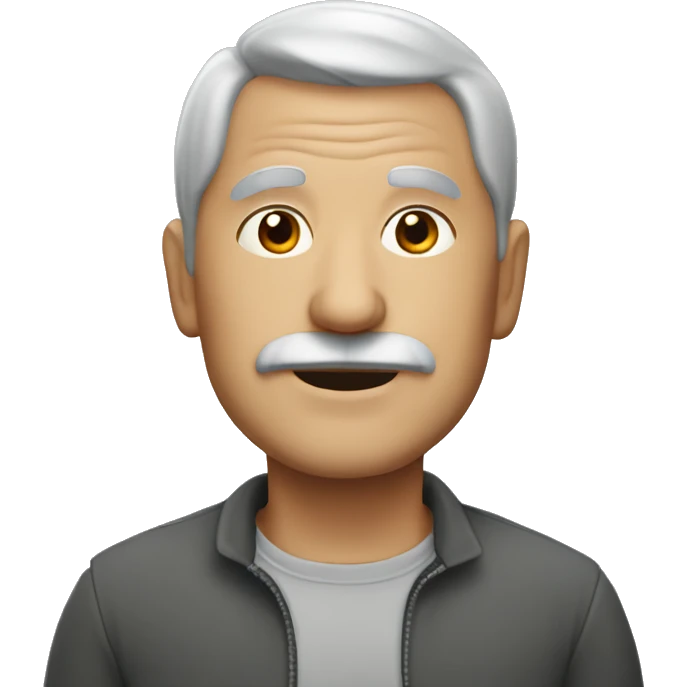 grandpa with grey hair and a fringe emoji