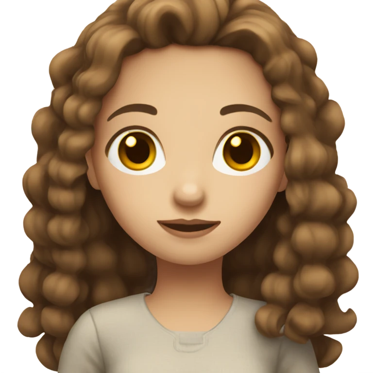 fair-skinned girl with brown hair and eyes emoji