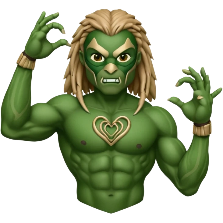 predator from the movie predator making heart sign with hands emoji