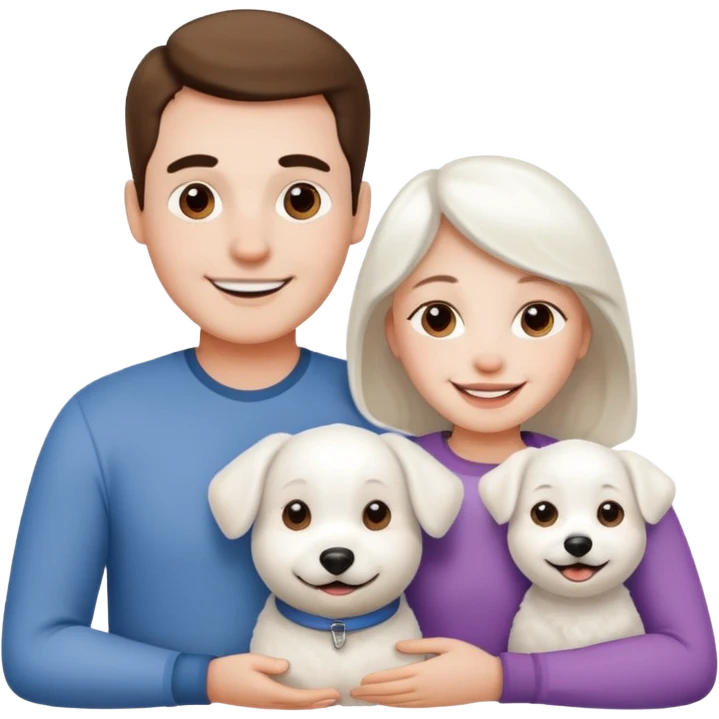 parents, daughter and a white dog emoji