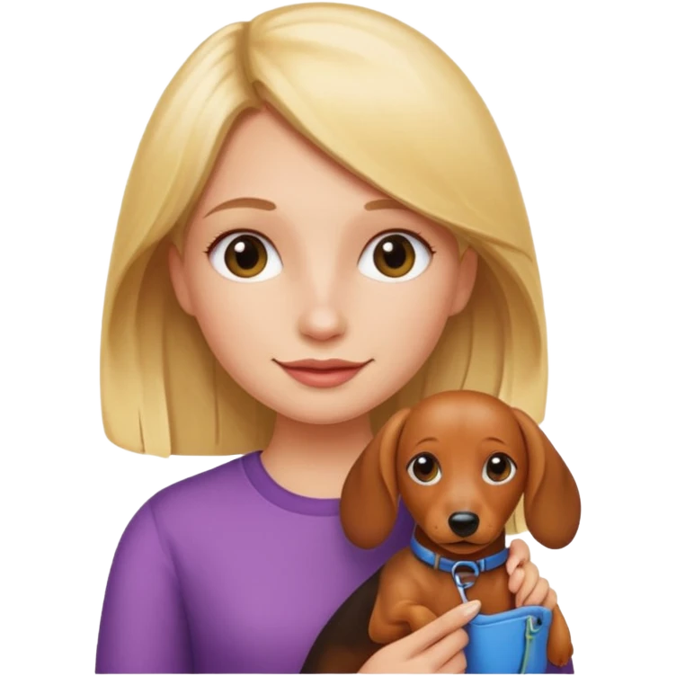 Blonde girl holding dachshund emoji sticker  emoji