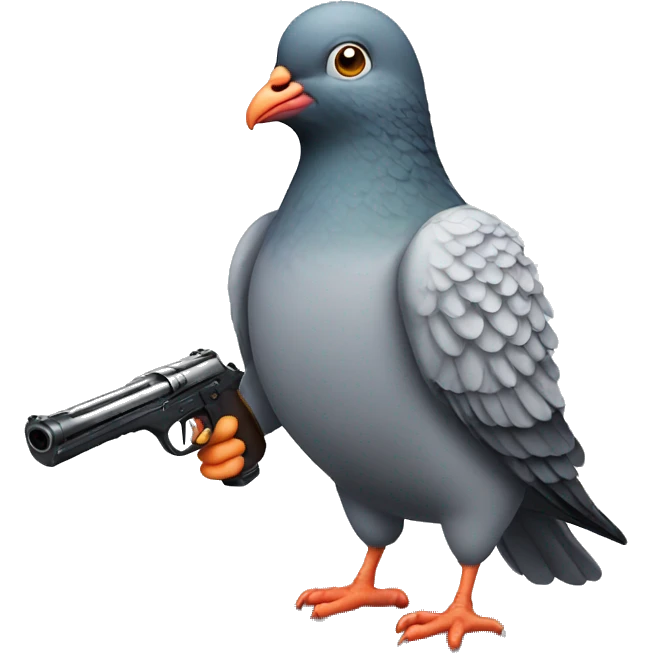 Pigeon with a gun in his hands  emoji