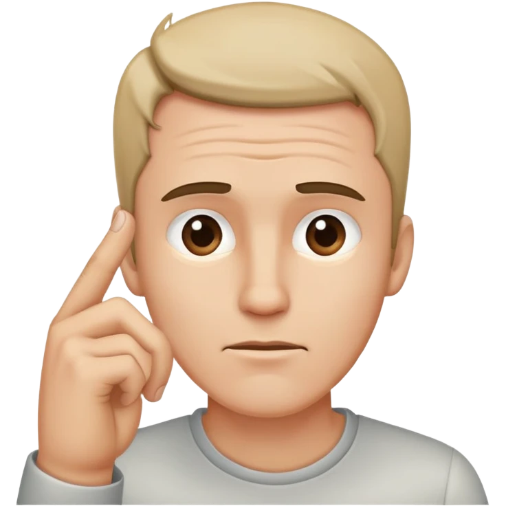 point his index finger at his forehead emoji