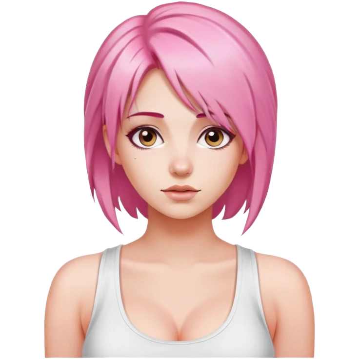 beautiful girl with pink hair. big boobs without bra emoji
