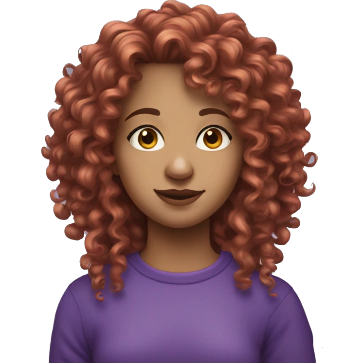European, purple curly hair, woman, teenager, nose ring. emoji