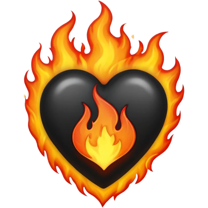 Corazón negro con fuigo emoji
