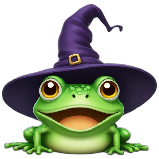 angry frog wearing witch hat emoji