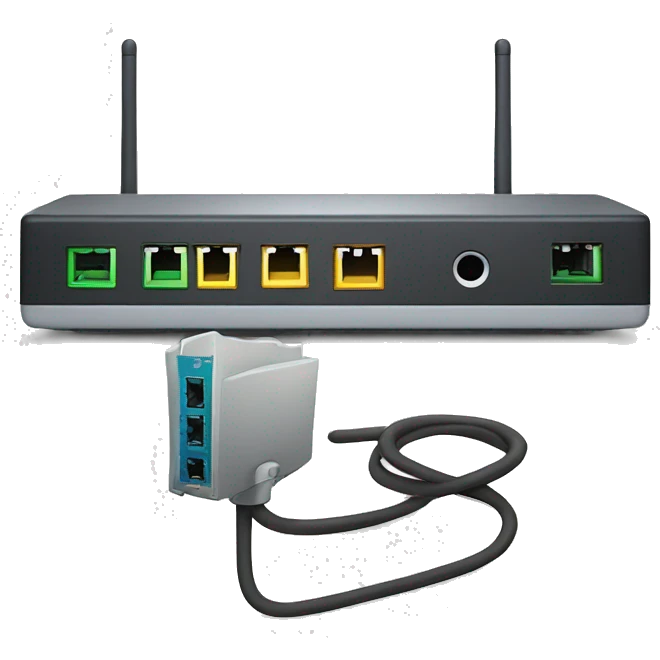 Network Switch connected to a router that is connected to the internet emoji