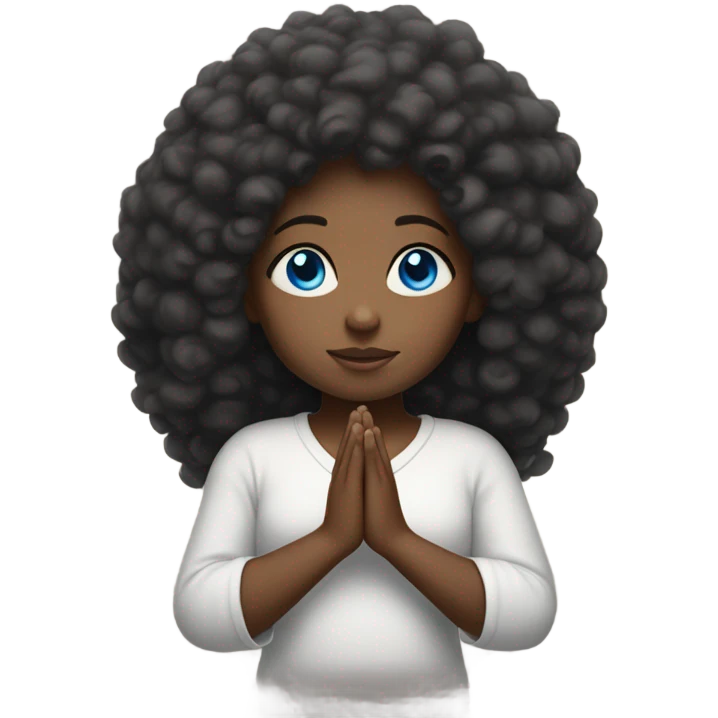 Afro girl with blue eyes praying  emoji