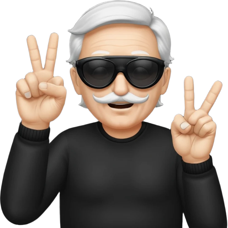 Some white old guy with a mask on and black shades with it also holding up the middle fingers emoji