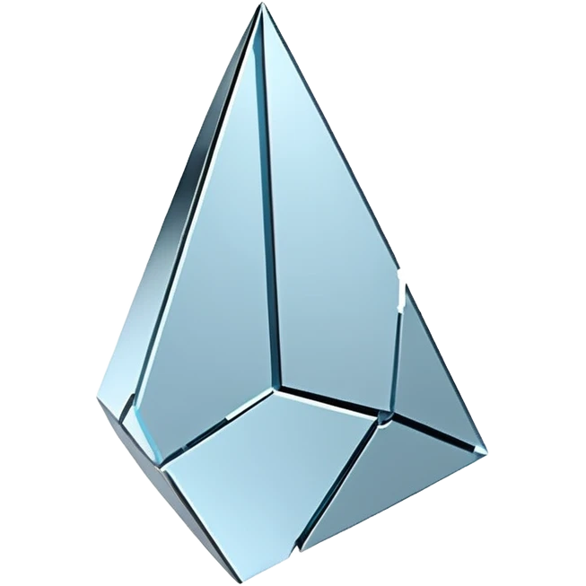 broken mirror shard emoji, sharp chrome edges, high contrast reflections, futuristic minimal 3D style, isolated on white emoji