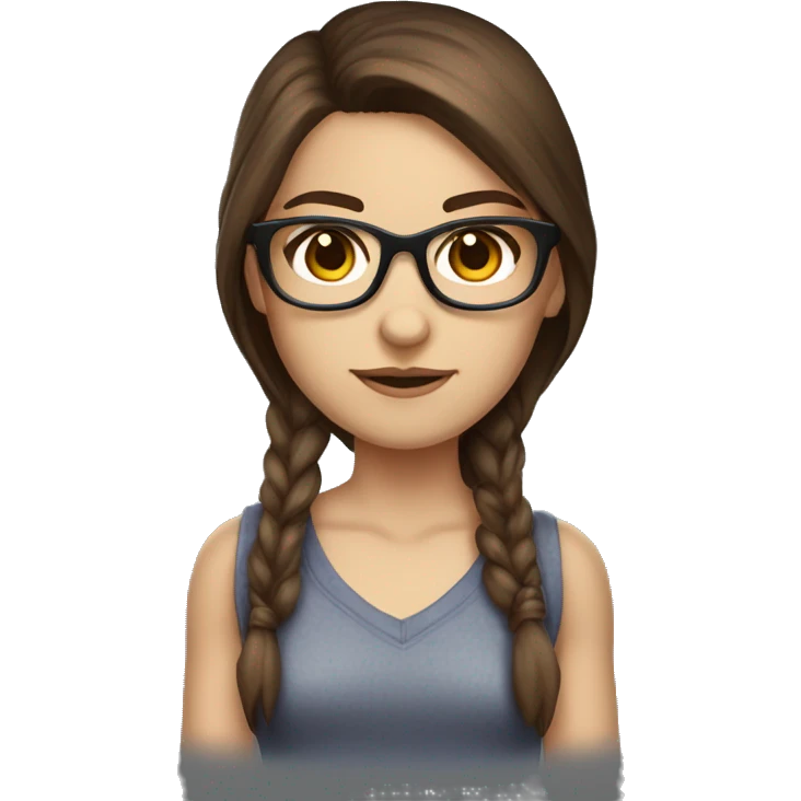 Brown hair brown eyed fantasy Gamer Girl wearing nerd glasses  emoji