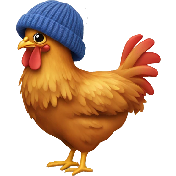 Chicken with wool hat emoji