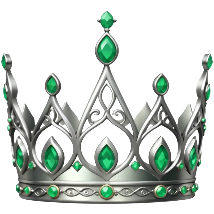 silver feminine crown with emeralds emoji
