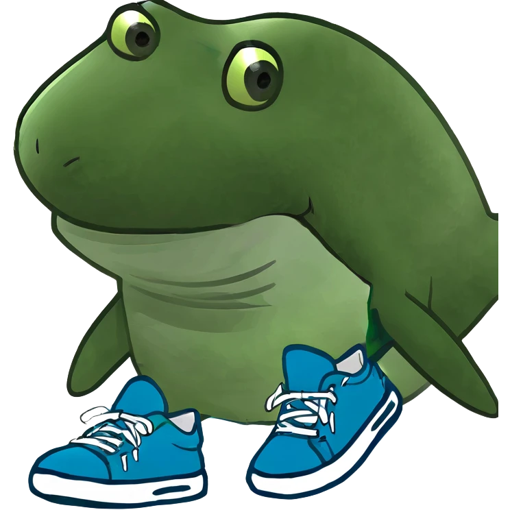 Tiburón con piernas y zapatillas azules emoji