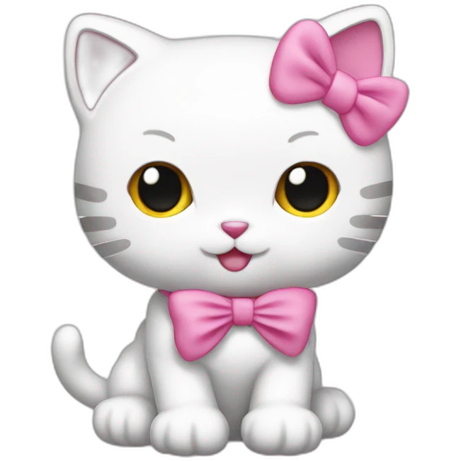 cat white hello kitty with pink bow emoji