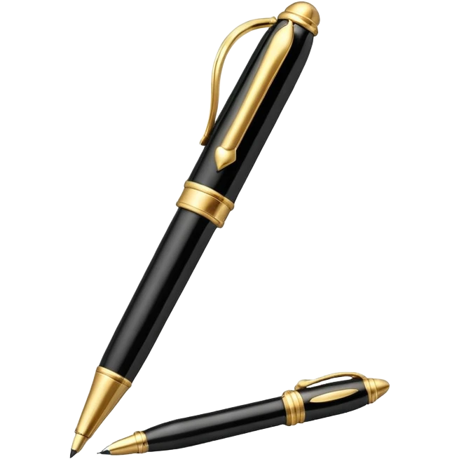 3D perspective academic premium golden luxury black pen emoji