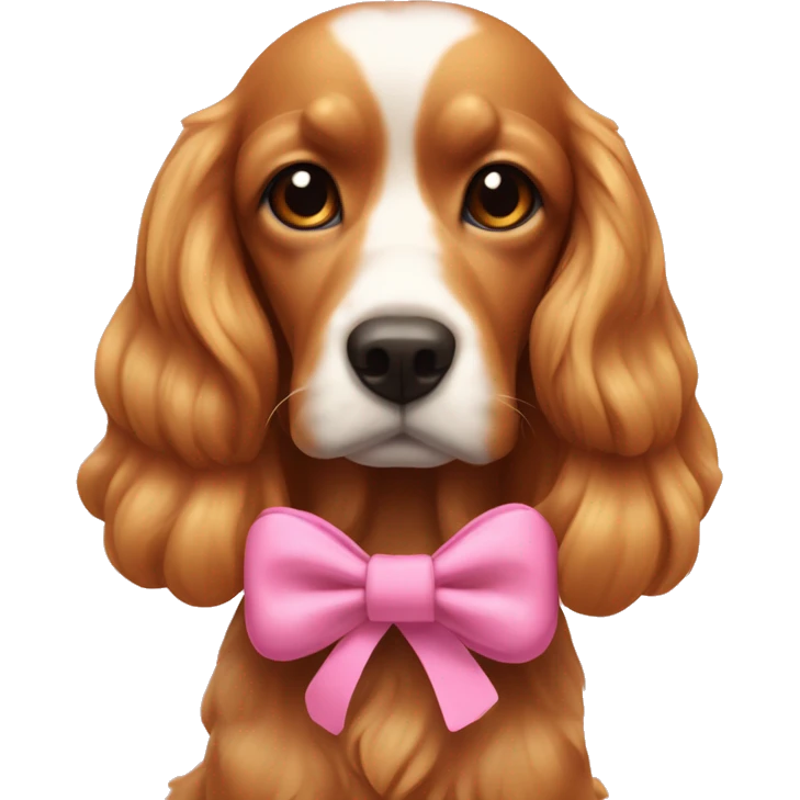 Un cocker fauve avec un noeud rose emoji