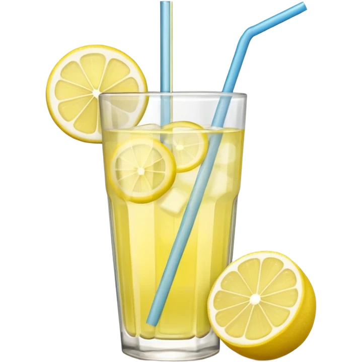 a glass of lemonade with a straw and lemon wedge emoji