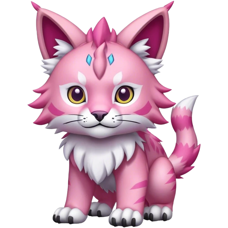 A pink lynx-fakemon-Digimon-creature-hybrid emoji
