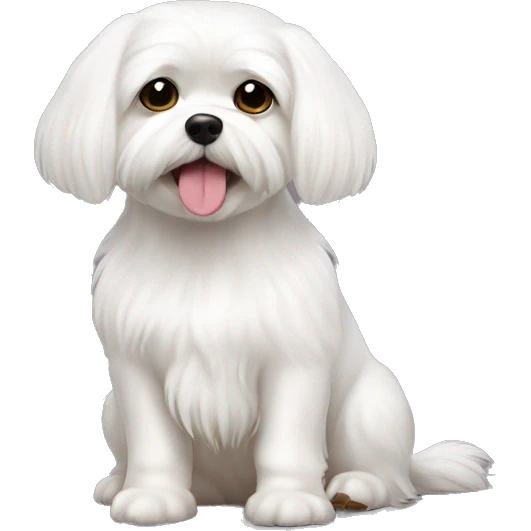 Maltese white dog cute no collar sitting down emoji