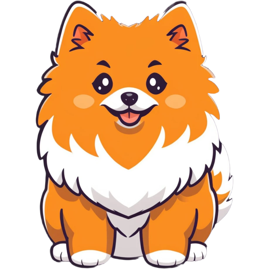 cute Pomeranian spitz dog with fluffy fur and happy expression emoji