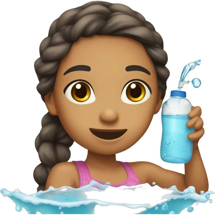 Una chica tomando agua con chía emoji