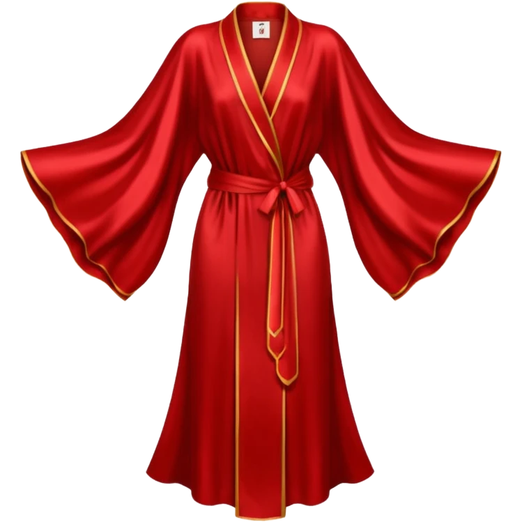 Blood red silk robe, No detailing, long, bat wing sleeves, high definition, emoji