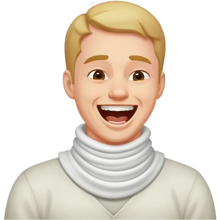 Guy choking his neck while laughing emoji