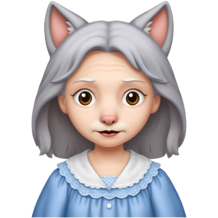 The big bad wolf put on Grandma's clothes and disguised itself as a human. emoji