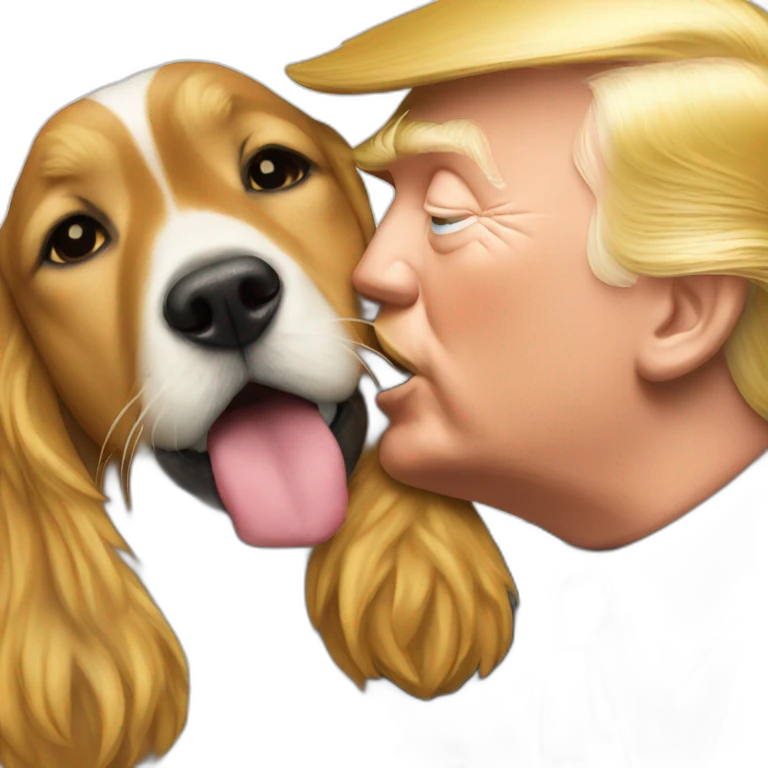 trump kissing a dog emoji