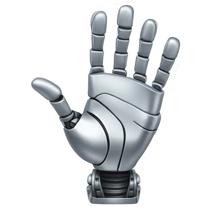 silver robotic waving hand emoji