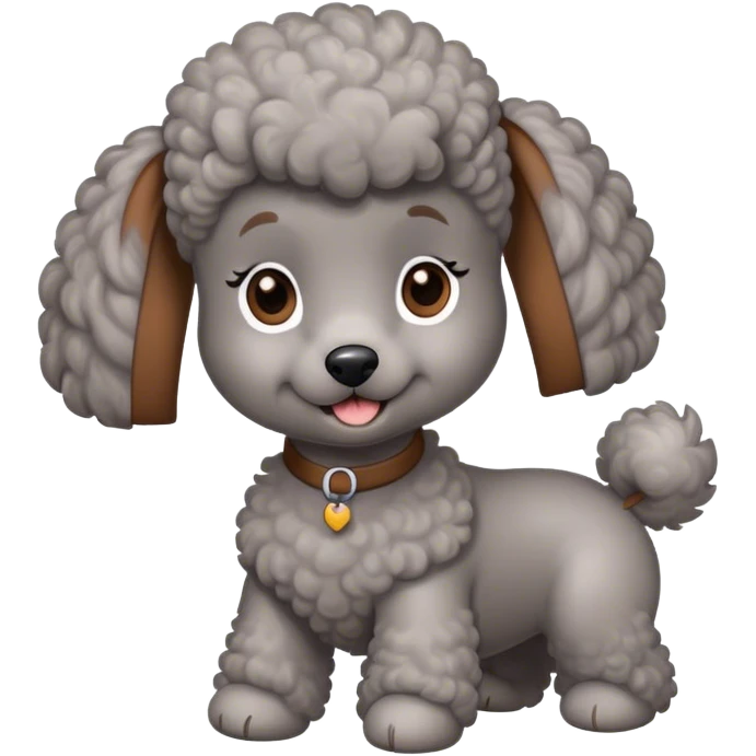 A Grey poodle with a brown ponytail girl emoji