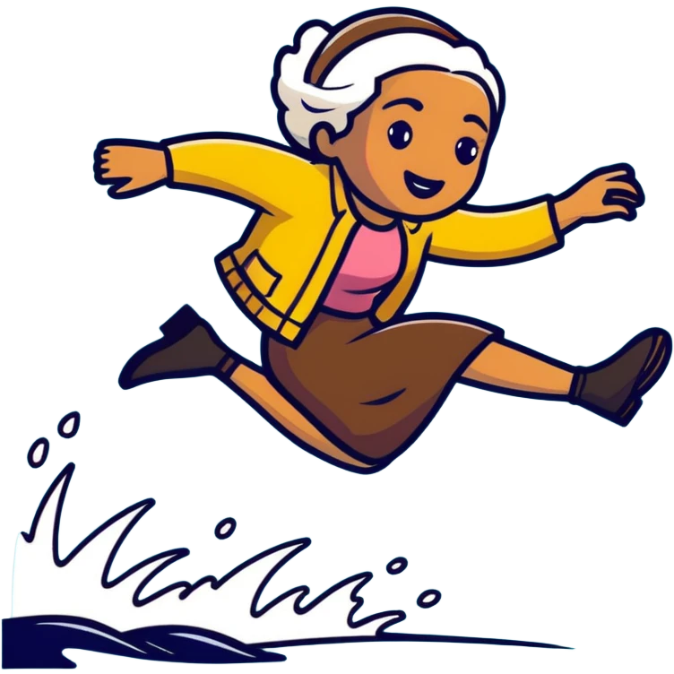 Rosa Parks jumping over a river emoji