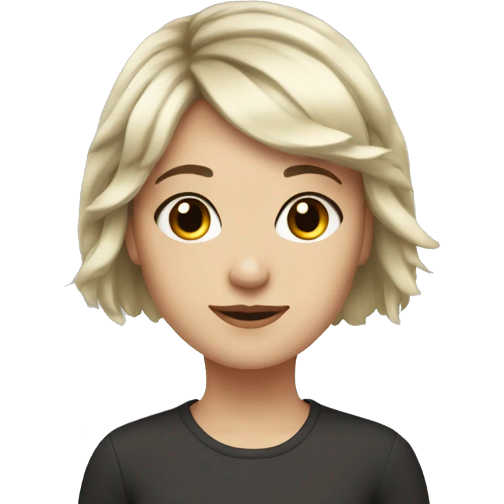 white girl, dark hair , short hair utill nek, side bangs emoji