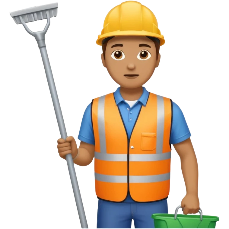waste-management, safety vest, trash picker, cleaning up trash emoji
