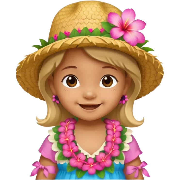 baby girl wear Hawaii's hat version emoji