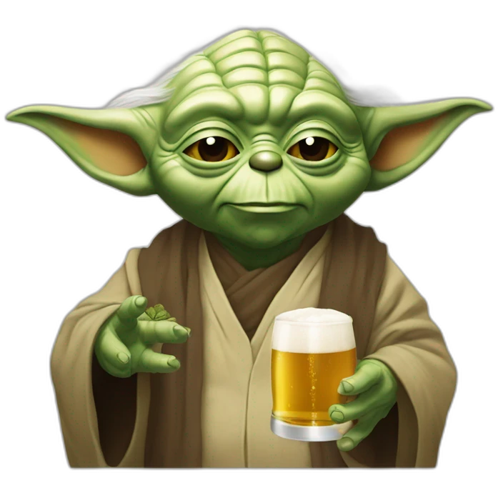 Yoda buvant une bière emoji