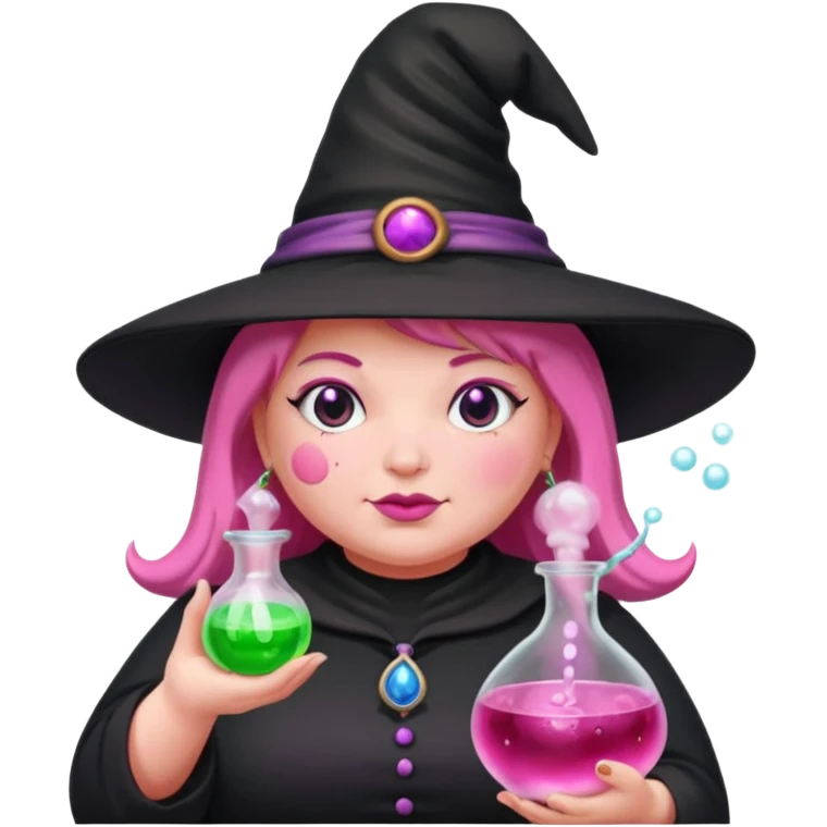 plump witch with pink skin. emoji