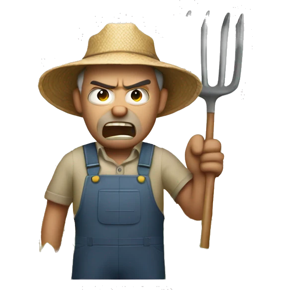 angry farmer with pitchfork  emoji