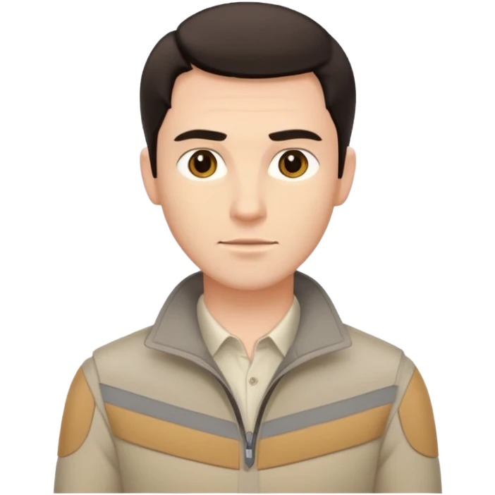A white handsome man with dark hair and beige clothes emoji
