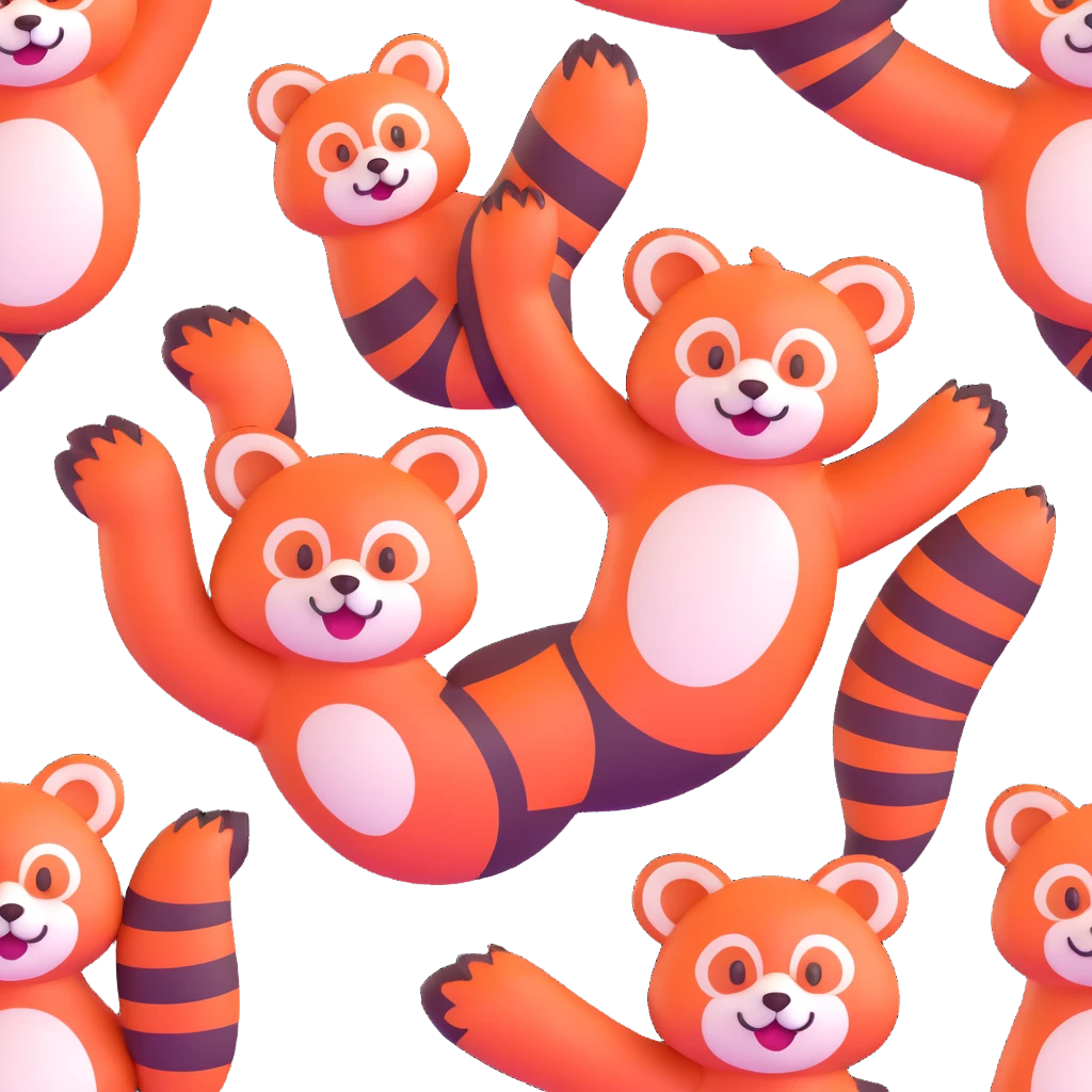 red panda waving, friendly emoji